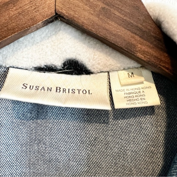 Susan Bristol Denim Vest Cow Fleece Medium Rodeo Westernwear Texas Casual EUC - Picture 4 of 8